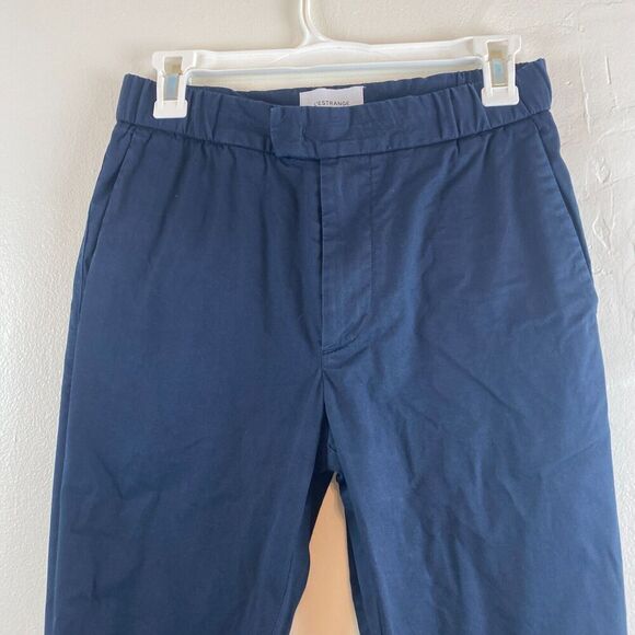 L'Estrange London The 24 Hour Trouser Slim-Fit Chino Pants Men size XS Navy Blue - Picture 2 of 14